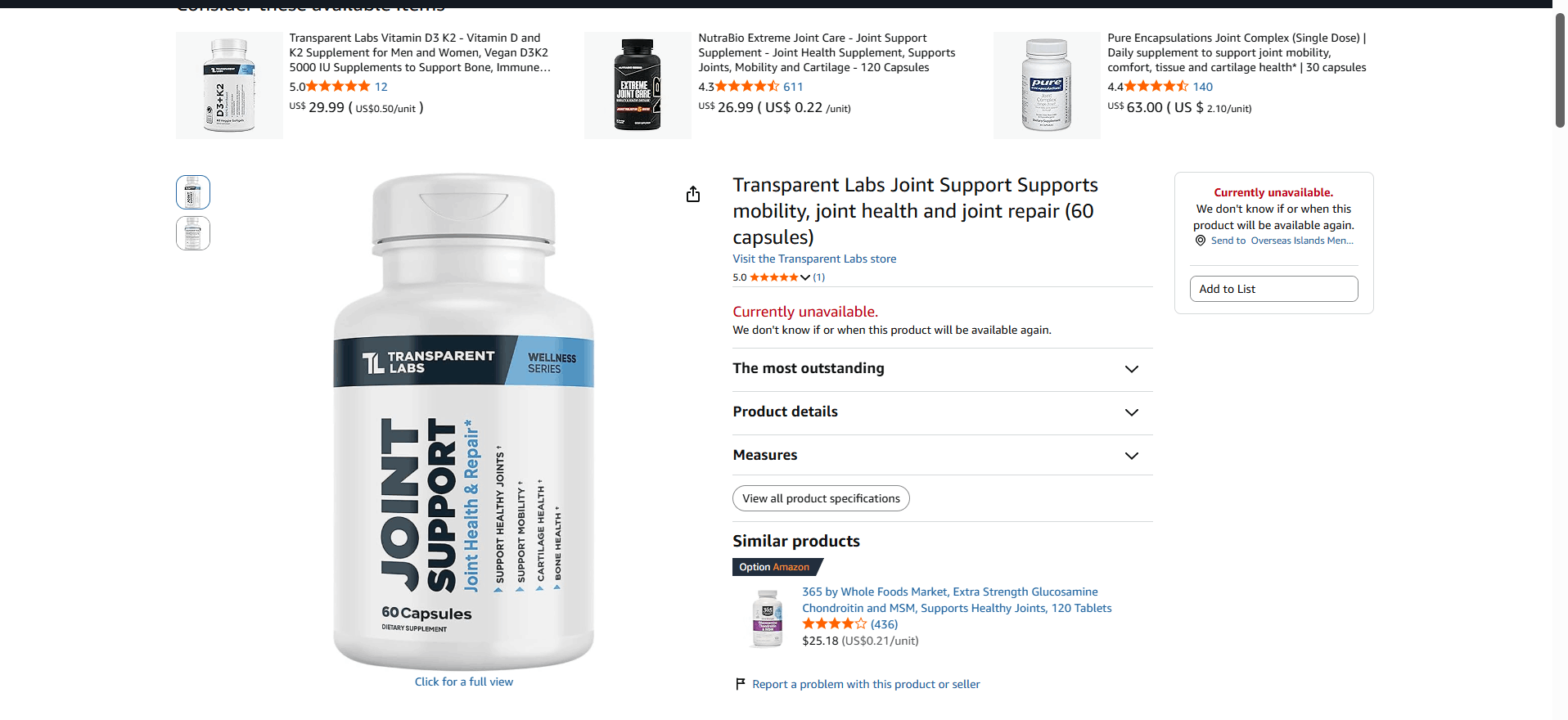Transparent Labs Joint Support secure checkout page – order now for instant access and fast delivery